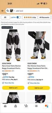 Men's Cow Print Baggy Drawstring Durable Snow Pants – ,